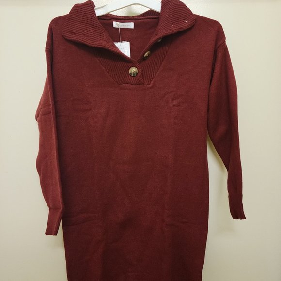 KIRUNDO 2023 Fall Winter Women's Long Sleeve Turtleneck Sweater Dress Button Dow - Picture 1 of 6